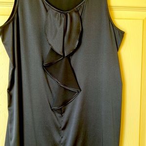 Theory Silk Navy Sleeveless Blouse Ruffle Detail